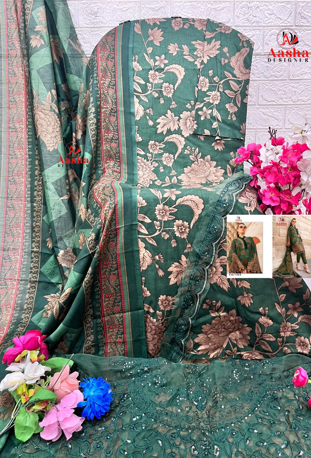 Aasha 1158 A and B Cotton Printed Pakistani Suits Suppliers In India